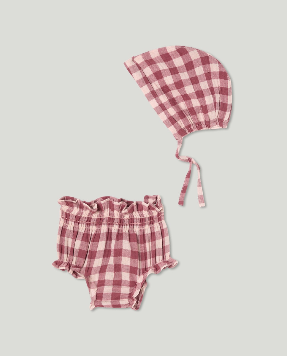 Conjunto recién nacido capota y cubrepañal Rosa-1