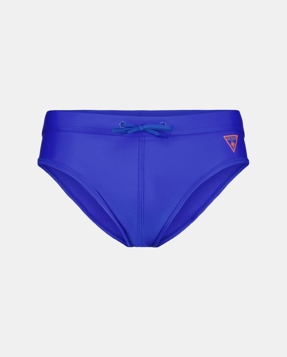 Calções de Banho Desportivos sem Bolsos e com Logótipo da Marca Azul-3