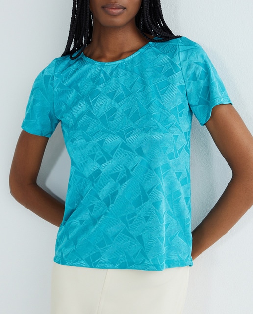 Imagen 0 de Camiseta de mujer jaquard liso manga corta