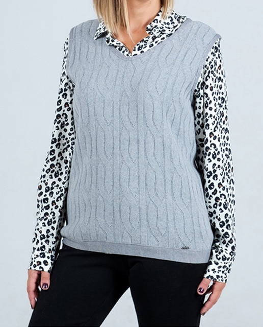 Imagen 0 de Chaleco de punto de mujer cuello pico