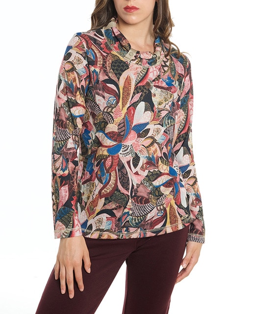 Imagen 0 de Jersey de mujer estampado y cuello fantasía
