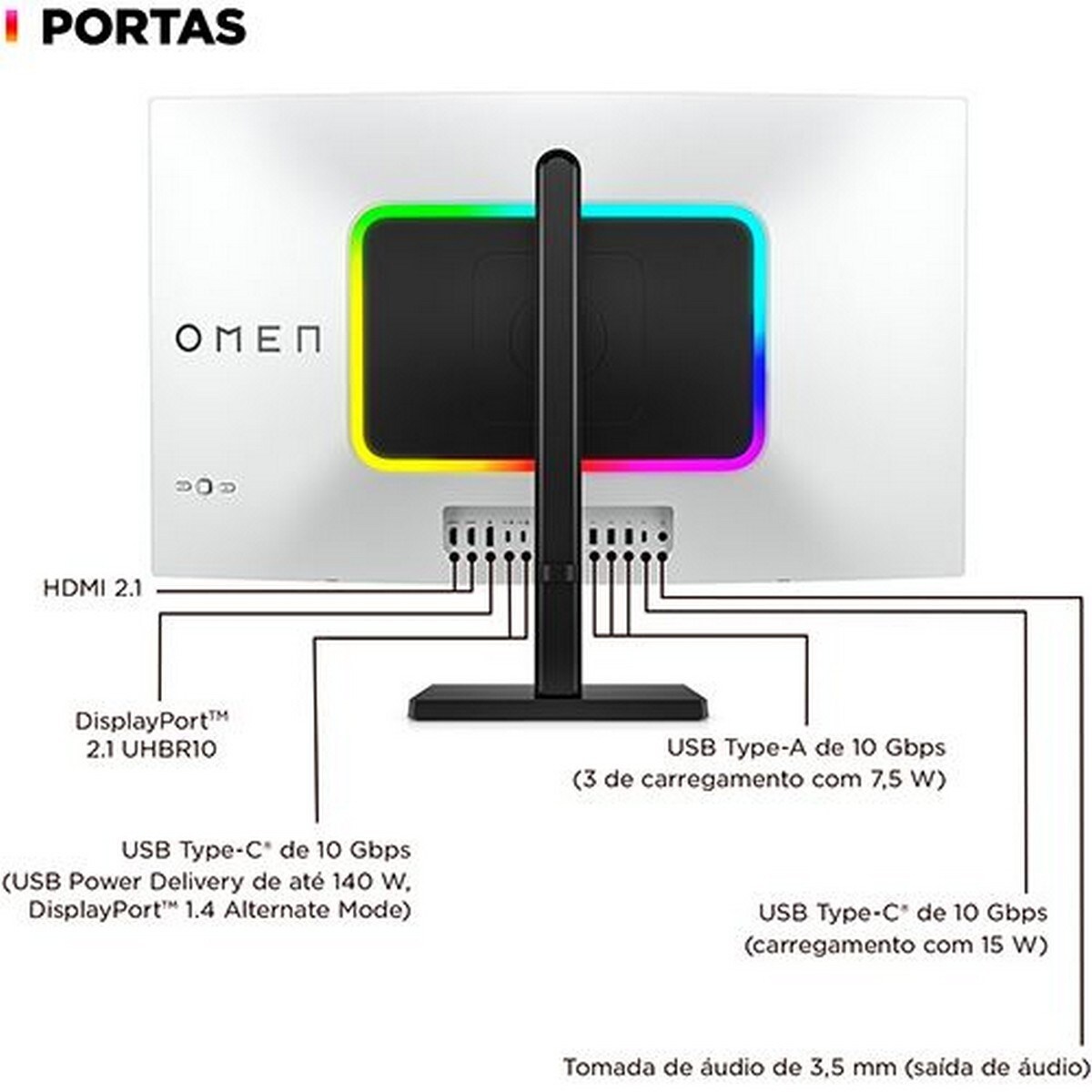 Monitor Gaming HP Omen Transcend 31.5", 4K - Preto 9