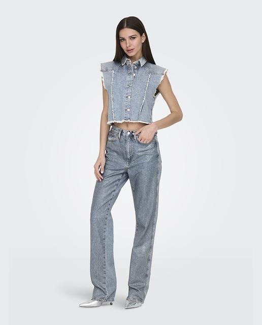 Imagem 0 de Jeans Straight com Detalhes de Brilho