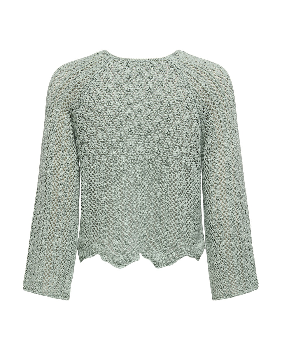 Camisola de Crochet com Manga Comprida Verde Água-5
