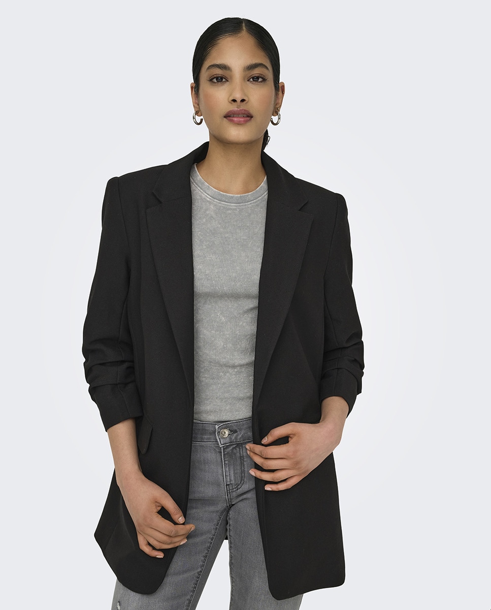 Blazer Básico Comprido Preto-4