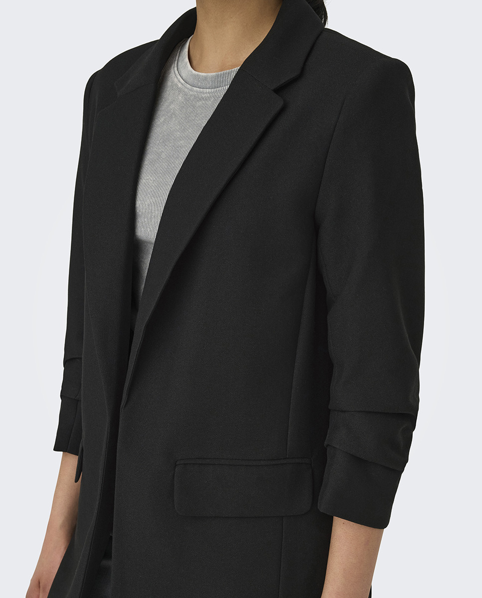 Blazer Básico Comprido Preto-3