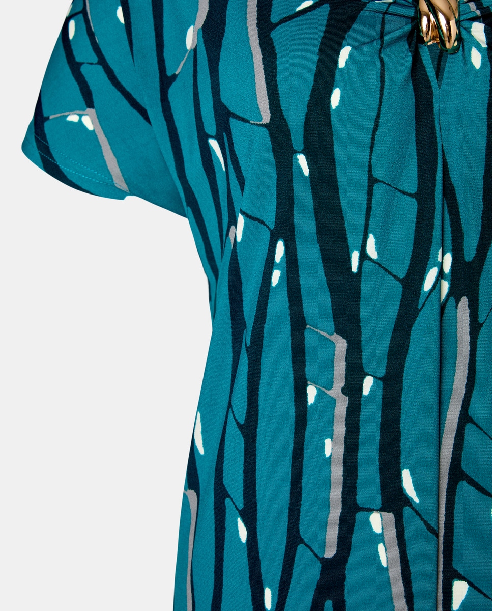 Vestido de Malha com Nó no Peito Verde-6