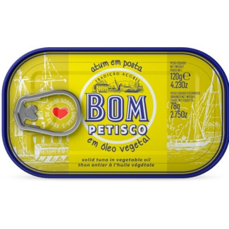 Atum Posta em Óleo Vegetal lata 120 g - Bom Petisco
