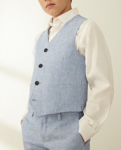 Imagen 0 de Chaleco 100% lino de niño con cierre de botones