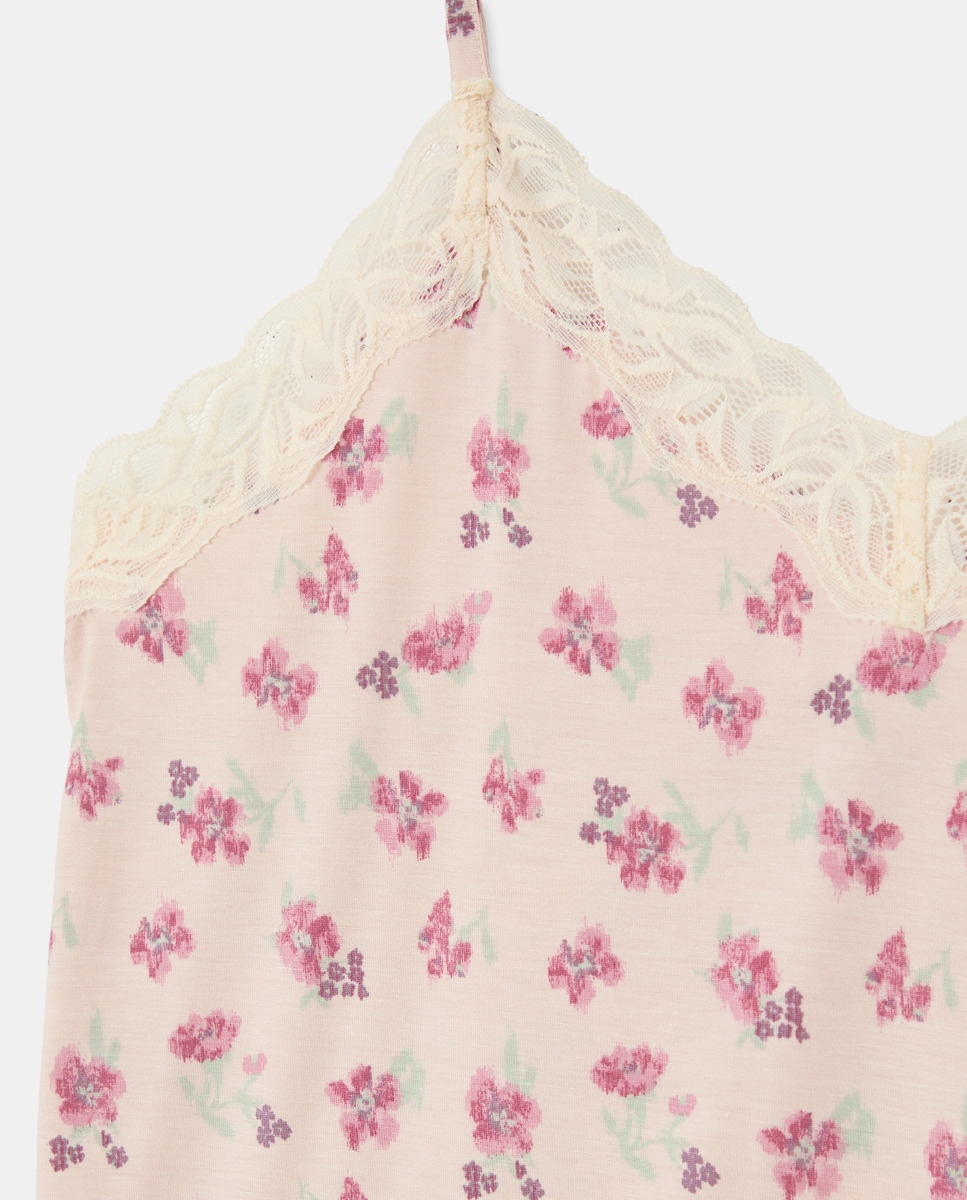Pijama Estampado com Detalhes de Renda Rosa-4