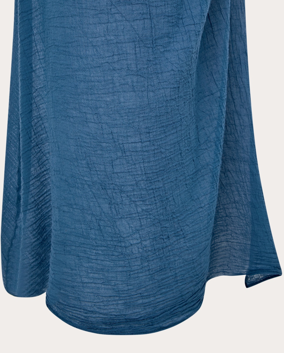 Falda midi Wrap de algodón Azul-4