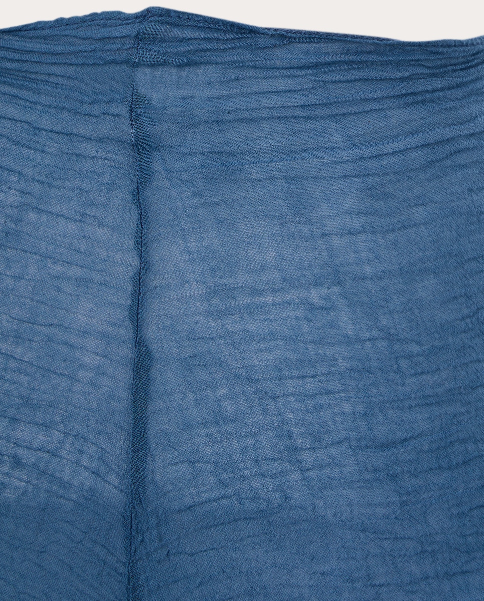 Falda midi Wrap de algodón Azul-5