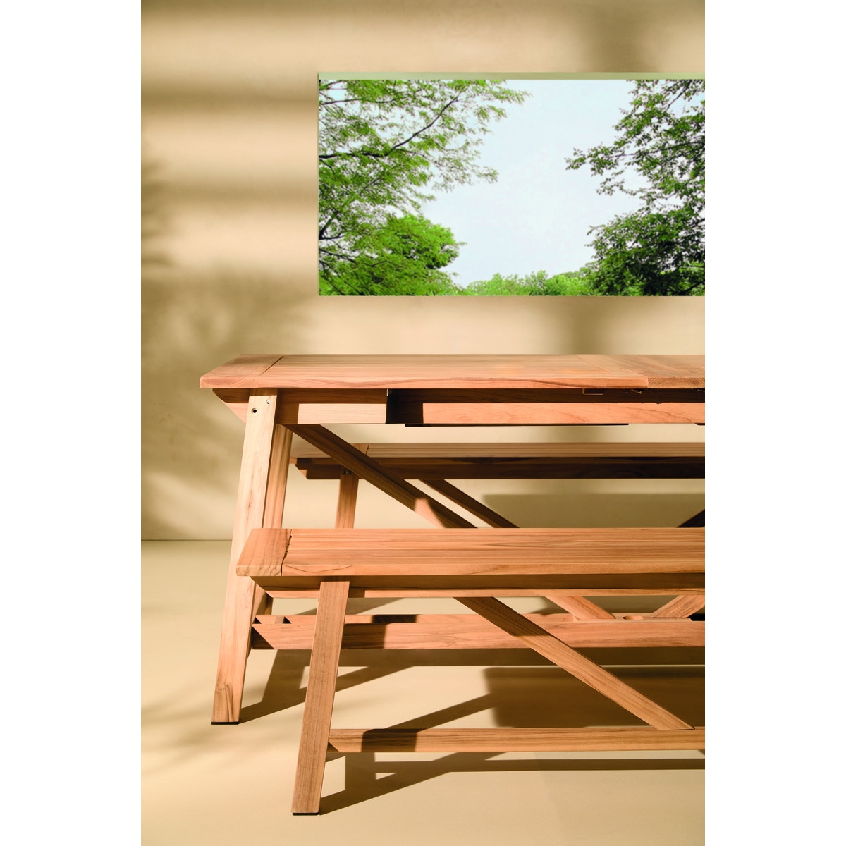 Mesa de Refeições Extensível de Teca Arrecife Natural-10