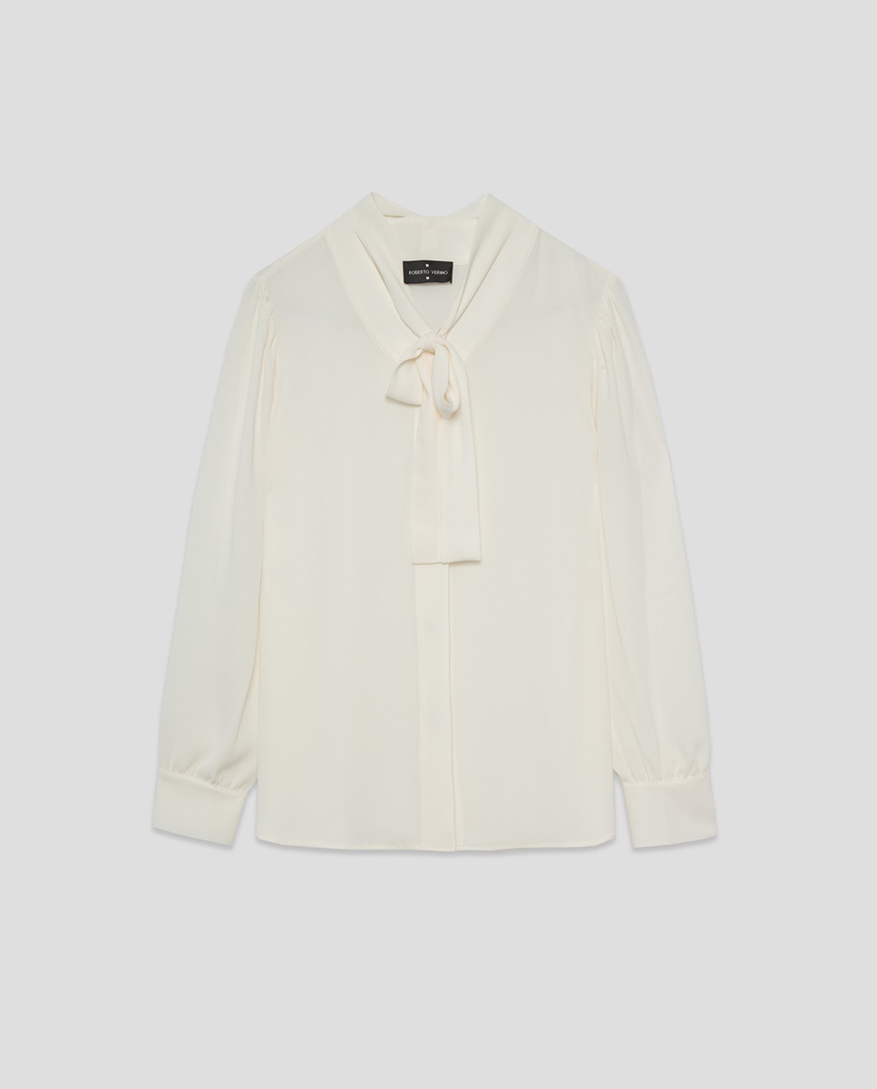 Blusa Oversize com Gola com Laço Cru-6