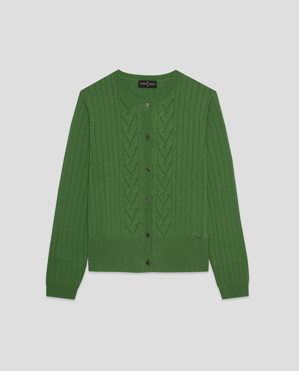 Cardigan Canelado com Malha do Cabo Verde-4