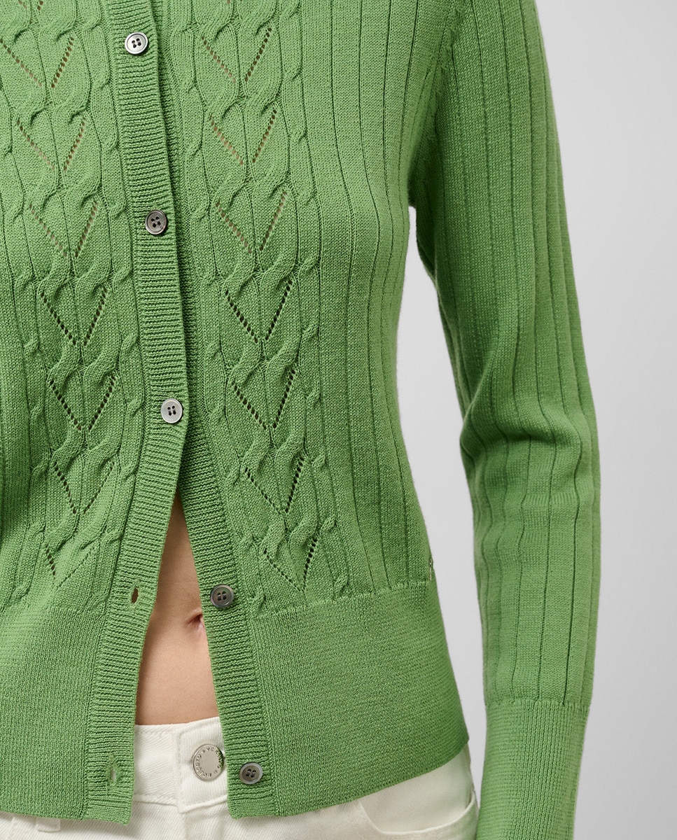 Cardigan Canelado com Malha do Cabo Verde-3