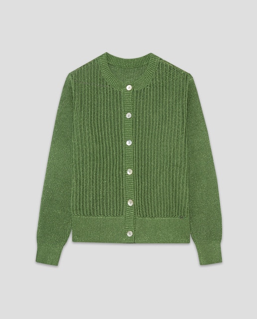 Imagem 0 de Cardigan de Malha Rendilhada com Fio Metalizado