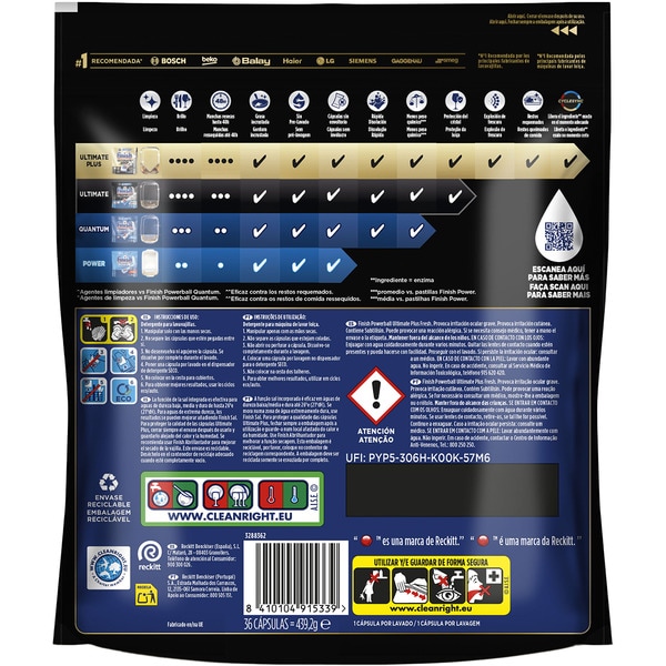 Spülmaschinenmittel Powerball Ultimate Plus Fresh Tasche 36 Würfel