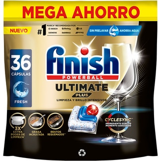 detergente lavavajillas Powerball Ultimate Plus Fresh bolsa 36 cápsulas - Finish