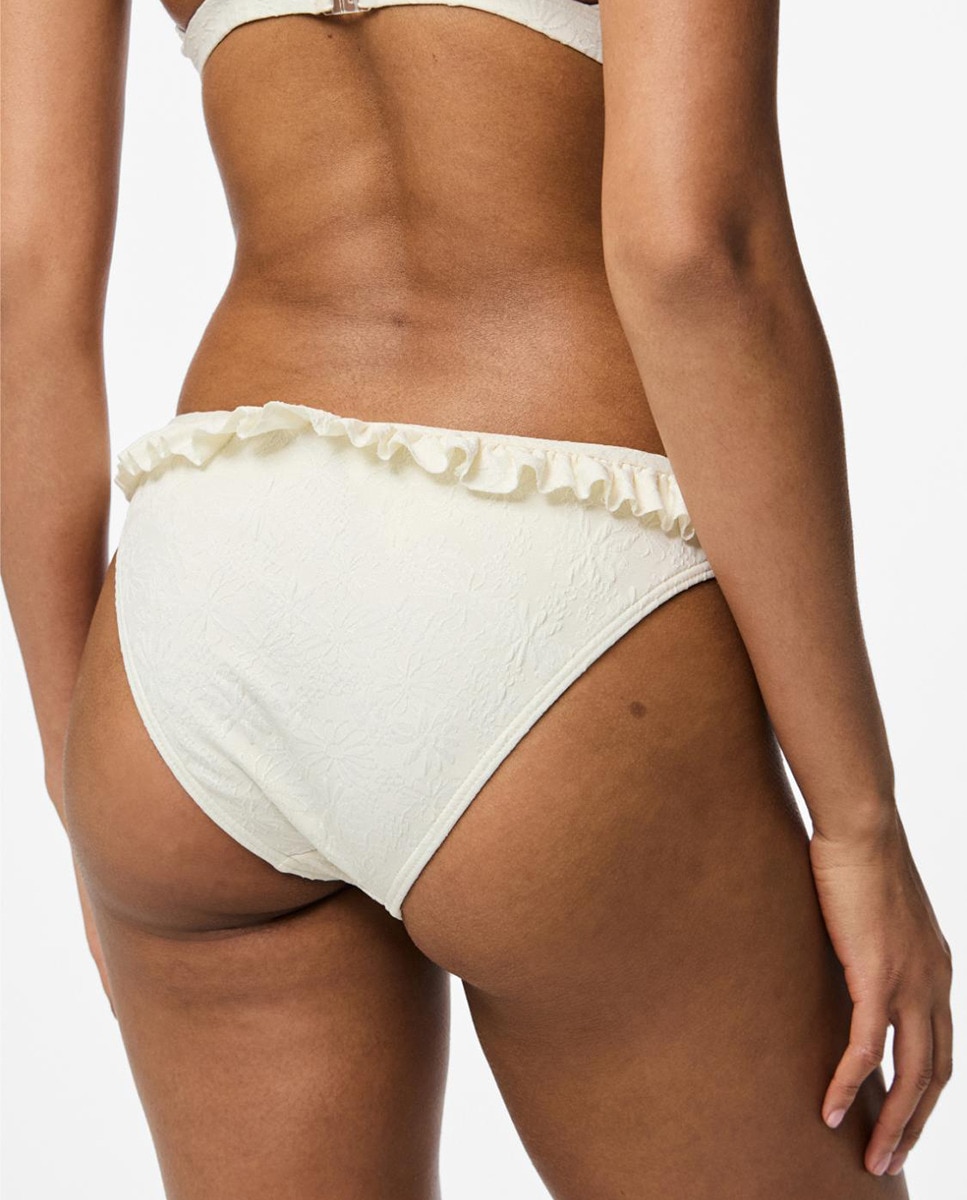 Cueca de Biquíni com Folho Branco-2