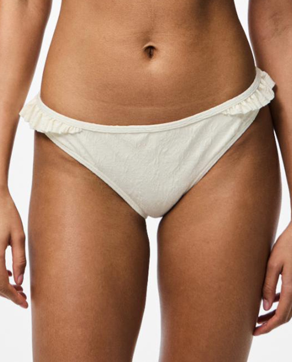 Cueca de Biquíni com Folho Branco-1