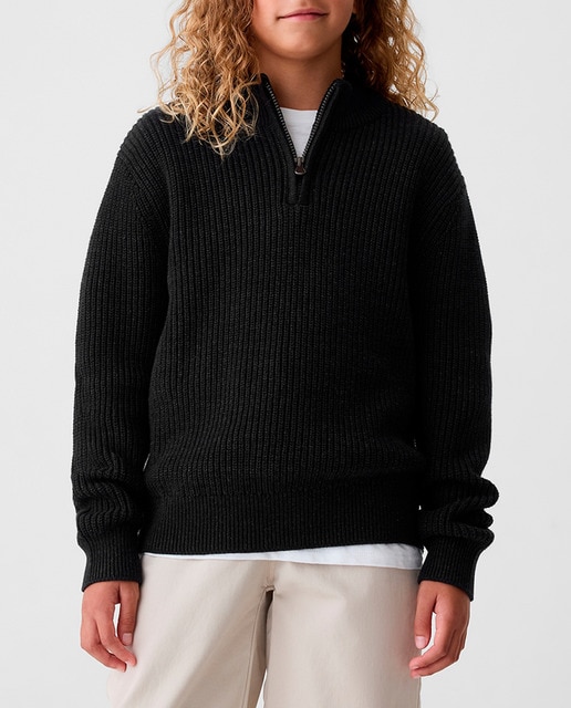 Imagen 0 de Suéter de niño  de cuello alto con cierre de cuarto de cremallera