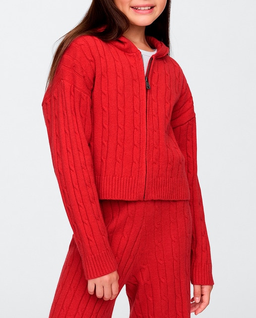 Imagen 0 de Sudadera con capucha de punto trenzado CashSoft de niña