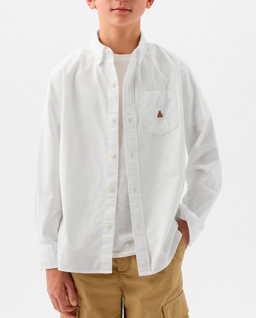 Imagen 0 de Camisa de niño con bolsillo y oso bordado