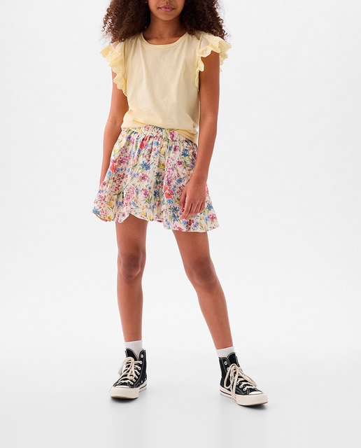 Imagen 0 de Falda corta de niña con estampado de flores