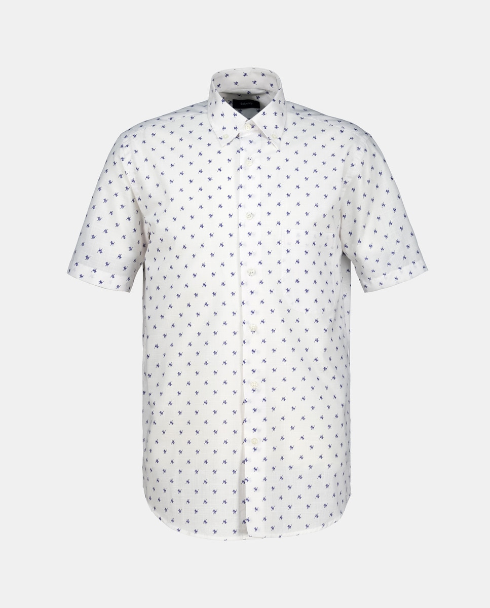 Camisa Estampada com Manga Curta Branco-4