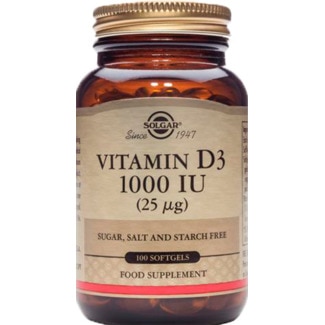 Vitamina D3 1000mg embalagem 100 - Solgar