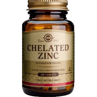 Zinco Chelated 22mg embalagem 100 comprimidos - Solgar
