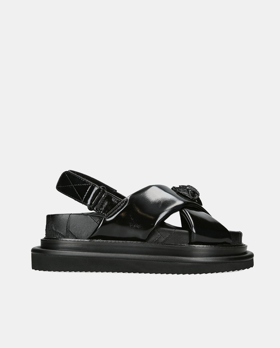 Sandálias Orson Cross Strap com Plataforma Preto-1