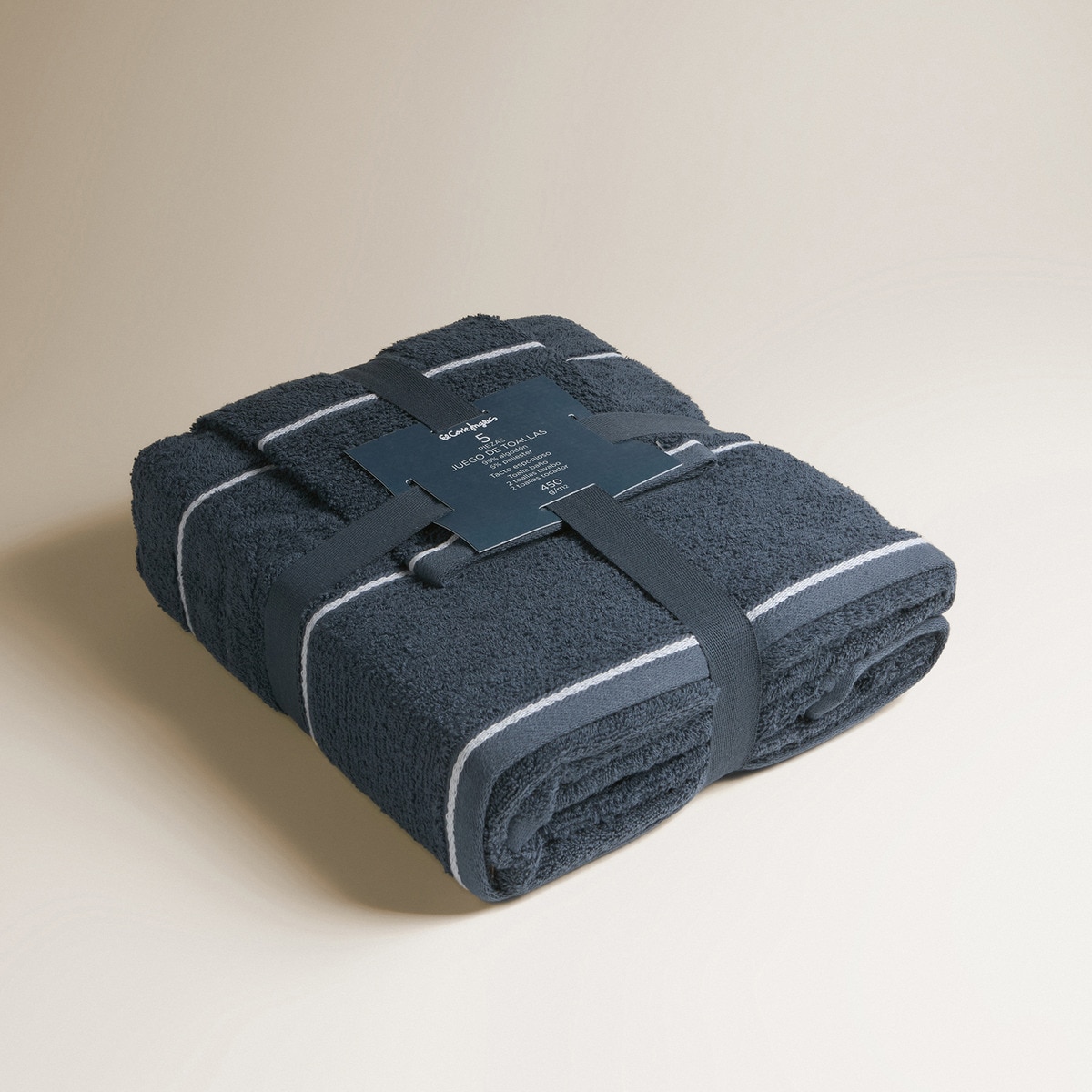 Conjunto de 5 Toalhas de Algodão 450 g/m2 Valeta Azul-5