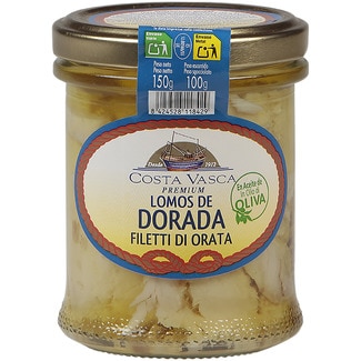 lomos de dorada en aceite de oliva tarro 100 g neto escurrido - Costa Vasca