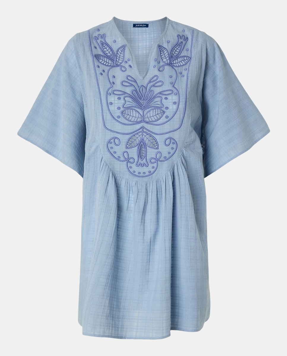 Kaftan com Detalhe Bordado 400 Azul-2