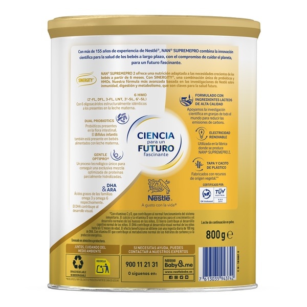 SUPREME Pro 2 follow-on formula baby milk ages 6+ months tin 800 g and with no palm oil