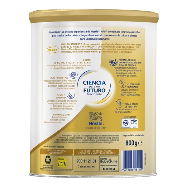 SUPREME Pro 3 infant growth dairy drink ages 12+ months tin 800 g and with no palm oil