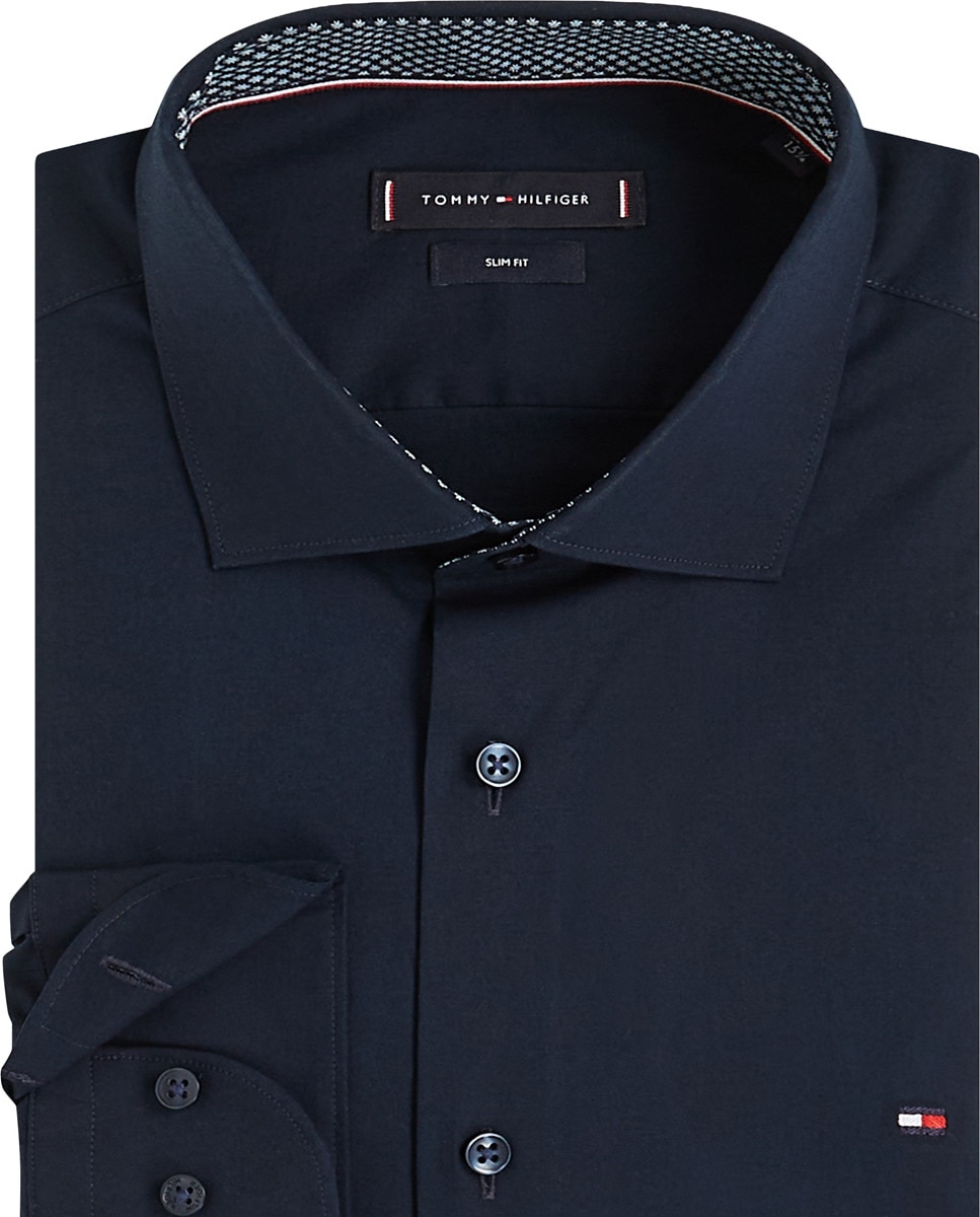 Camisa Lisa Elaborada em Mistura de Algodão e Elastano Azul-7