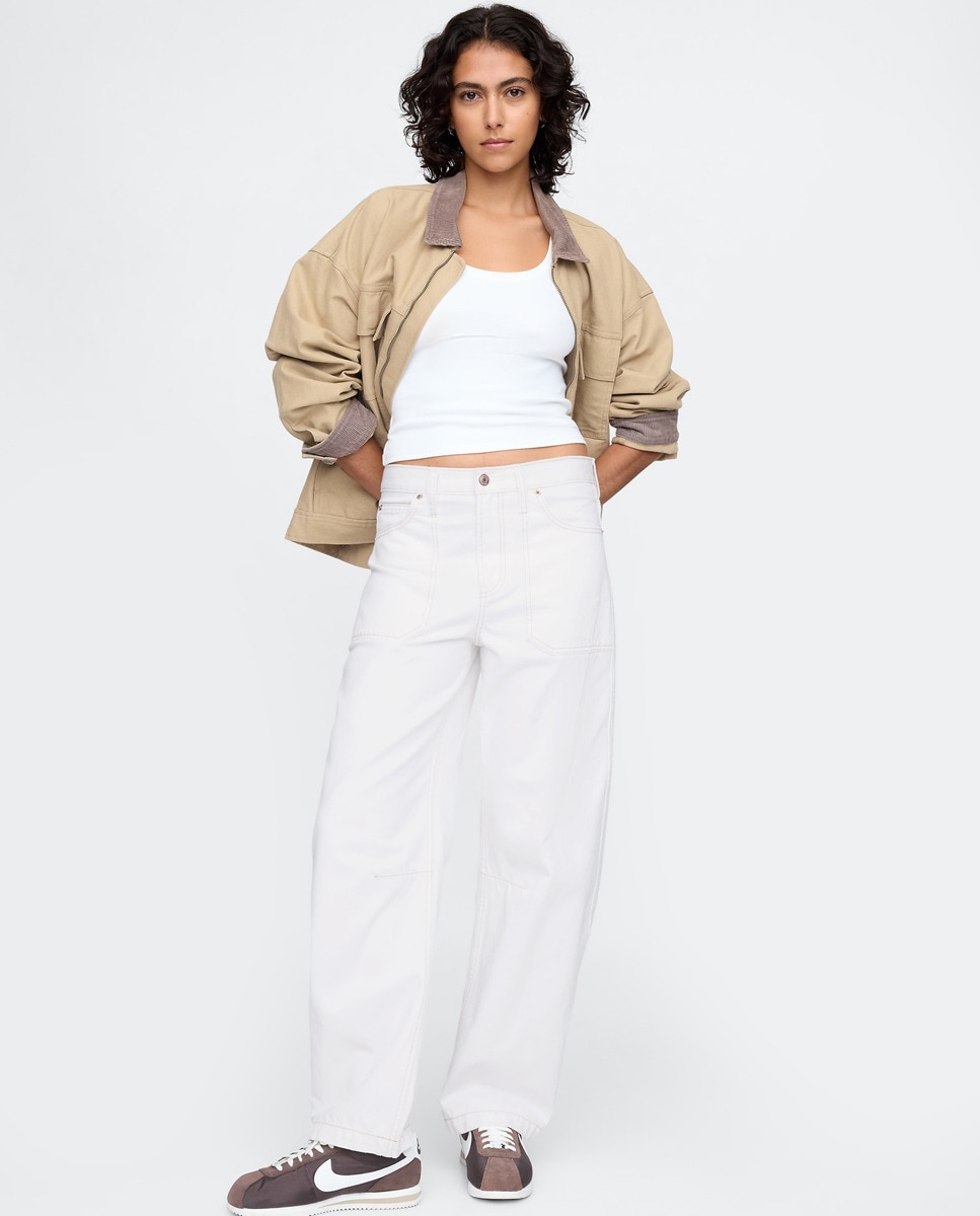Jeans Barrel de Perna Relaxed Branco-1