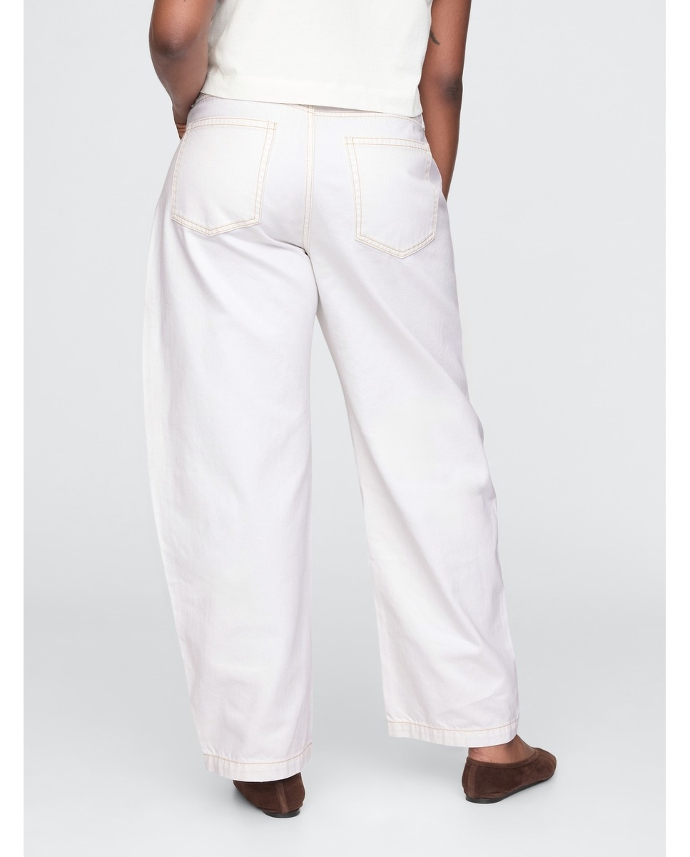 Jeans Barrel de Perna Relaxed Branco-6