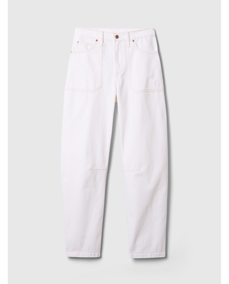Jeans Barrel de Perna Relaxed Branco-7