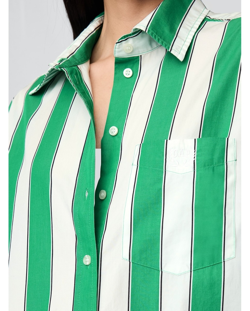 Camisa oversize de manga comprida Verde-3