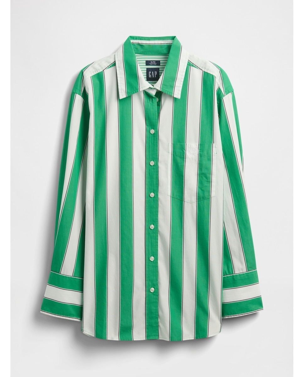 Camisa oversize de manga comprida Verde-4
