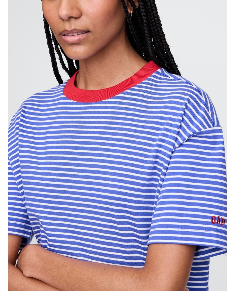 T-shirt de mulher com manga curta Azul-4