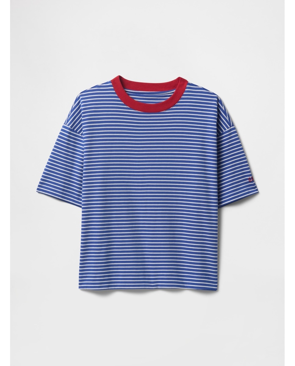 T-shirt de mulher com manga curta Azul-5