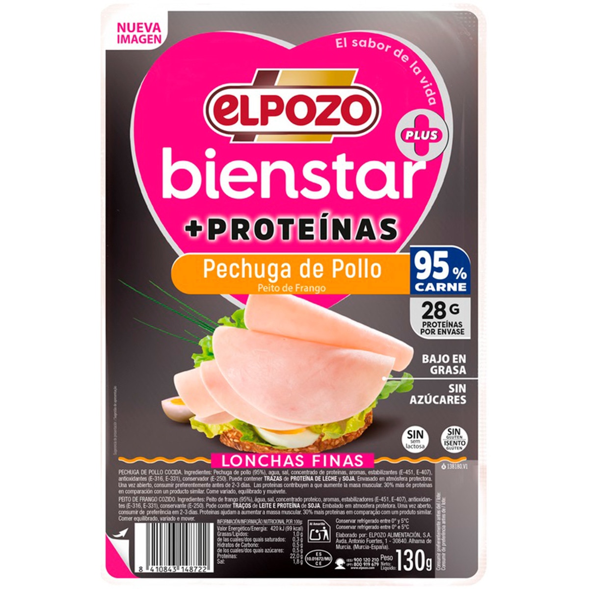Peito Frango Baixa Gordura + Proteínas embalagem 130 g