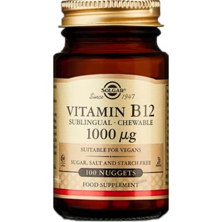 Vitamina B 12 Sublingu 1000mg embalagem 100 comprimidos - Solgar
