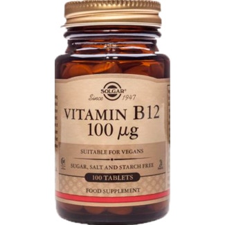 Vitamina B12 100mg embalagem 100 comprimidos - Solgar