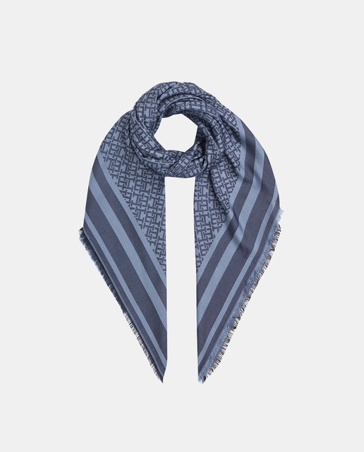 Imagem 0 de Lenço com Estampado de Monograma - Azul-Marinho